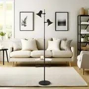 Corelli Twin Headed Floor Lamp in Nickel/Antique Brass/Black/White