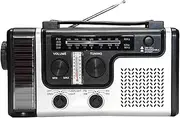 Radio - 1200mAh Weather Radio | Hand Crank Solar Radio, AM/FM/SW1/SW2 Outdoor Survival Flashlight for Cell Phone Charge/Flashlight/Thermometer/Reading Lamp