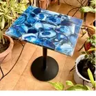 24" Square Blue Agate Stone Coffee Tea Table Top Modern Gemstone Healing Decors