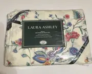 Laura Ashley~Chinese Silk~Full Fitted Sheet~Floral~50Cotton/50Poly~No iron~NIP