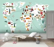 3D Map Airplane Animal Architecture Wallpaper Wall Murals Removable Wallpaper