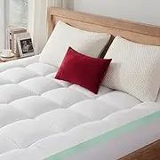 Extra Soft Full Size Mattress Topper, Ultra Breathable Skin Friendly 900 GSM Down Alternative Filled Fitted Mattress Protector 8-21" Deep Pocket(54″x75″,Green)