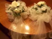 IVORY WEDDING PEW GAZEBO CHAIR BOWS SET OF 4 WITH TULLE TULLE FOR PEWS