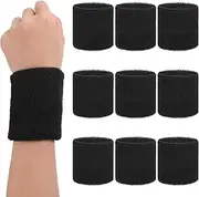 QFGasre 10 Pcs Sweatbands Sports Wristband for Men Women Absorbent Sweatbands Wrist Bands Moisture Athletic Elastic Terry Cloth Sweat Band for Basketball Tennis Football Gym Running Working Out