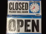 Open Closed Sign Chain 2 sided 11.5 x 6. Store Business Hours _1FREE SUCTION CUP