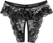 [Generic] Sexy Lace Panties for Women Soft Open Crotch Briefs Solid Color Plus Size Panties High Waist Stretch Underwear