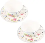 TOPPERFUN 1Set Adorable Bone China Tea Cup Set Elegant Coffee Mugs with Saucer Retro Design for Home Festival Use Easy to Clean Tea Lovers