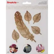SIMPLICITY Iron-On Motif - GOLD FEATHERS - 1 sheet