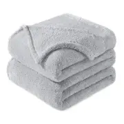 King Size Flannel Fleece Blanket, Super Soft King ( 90x104 IN ) Light Grey