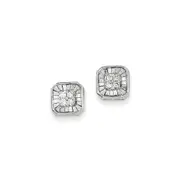 14K White Gold Post Real Diamond Earrings