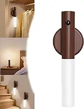 Motion Sensor Night Light | USB Rechargeable Wall Light Portable Removable Magnet Body Sensor Lamp, Wireless Led Touch Light for Indoor Hallway Stairway Porch Automatic Sensing Lamp - Walnut Color