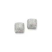 14K White Gold Real Diamond Medium Cube Post Earrings
