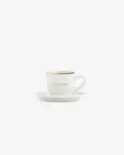 Aime Leon Dore “Café Leon Dore” Espresso Cup AND SAUCER: White Porcelain + Gold