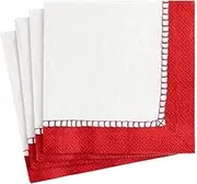 Caspari Linen Cocktail Napkin, Red, Pack of 20