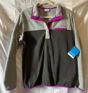 Columbia Jacket XL Womens Blue Mountain Side Pull Over Fleece Snap Hiking
