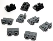 Lego - Lot of 9 - Dark Grey/Gray, Black, Bracket 1 x 2 - 1 x 2, 1 x 2 - 1 x 2 In