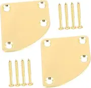 WESIEVYA 2pcs Guitar Neck Joint Plate Bass Kit Guitar Mounting Plate Electric Bass Guitars Custom Engraved Guitar Neck Plate Bass Neck Plate Electric Guitar Hardware Golden