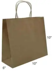 BROWN KRAFT CARRY BAGS WITH SECURE SEALING TAPE & HANDLES 50 bags [CTC119]
