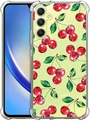 [GlamCase] Clear Case for Samsung Galaxy A34 5G, Samsung Galaxy A34 5G Clear Case - Cherry Watercolor Pattern printed Durable Clear ShockProof Protective Designer Back Case/Cover for Samsung A34