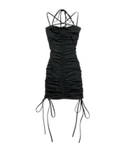 Balenciaga Open-Back Stretch Mini Dress FR34,FR36,FR38 black
