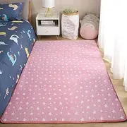 Area Rug Carpet for Livingroom, Non Slip Large Coral Velvet Carpet, Glowing in The Dark Modern Velvet Kids Floor Rugs Soft Baby Play Mat for Bedroom, Playroom Floor Mat Home Decor (Pink, 120x160cm)