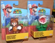 Super Mario TANOOKI MARIO & PIRANHA PLANT 2.5" Inch Jakks Figure NEW
