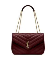Saint Laurent Loulou Foldover Top Large Shoulder Bag One size Red Cabernet Sauvignon