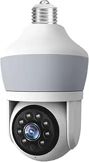 3MP Light Bulb Security Camera, 355° Light Socket Wireless Camera, 2.4G WiFi Security Camera Video Surveillance with Motion Tracking, LED Light, 24/7 Recording