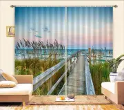 3D Sea coast 48 Blockout Photo Curtain Printing Curtains Drapes Fabric Window AU