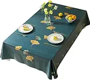 Waterproof Vinyl Tablecloth, 140x220CM Rectangle Tablecloth, Stain-Resistant Wipeable Oil & Spill Proof PVC Table Cloth, Wipe Clean Table Cover for Dining Table Buffet Parties Camping (Ginkgo Leaf)