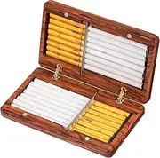 [Lorxilar] Cigarette Case Wooden Cigarette Box Holder Rosewood Magnetic Switch for 10/16 Cigarettes,L,Brown