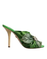 Dolce & Gabbana Leaf Print Mules High Heel Style - Sandals - Green -Size 37.5