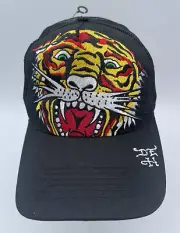 ED HARDY HAT SNAPBACK TIGER COTTON TRUCKER CAP RARE BLACK ONE SIZE FITS ALL