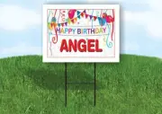 ANGEL HAPPY BIRTHDAY BALLOONS 18 in x 24 in Yard Sign Road Sign with Stand