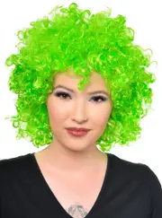 Large Curly Neon Green Afro Adults Costume Wig