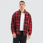 [Nena and Pasadena] Mare Dropped Shoulder Long Sleeve Shirt Black/Red Check M