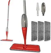 Zenly 360° Rotating Spray Mop - Microfibre mops for Floor Cleaning | Spray mini mop with 3 Microfiber Removable Washable Pads & 1 Bottle Replacement (Red Spray Mop 2 AU) (RED)