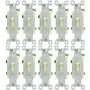 10 Pack Sunlite E508 3 Way Grounded Toggle Switch, Ivory