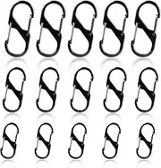 [HANSPORTA] 15PCS Zipper Lock Clips, Anti Theft Carabiner Clips for Backpack Luggage Quick Disconnect Zipper Lock Clips 3 Sizes Keychain Locking Clip Dual Wire Gate Clip for Traveling Outdoor (15pcs Black Set)