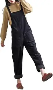 [YiKeGuiHuaShu] Retro Literary Distressed Corduroy Overalls for Women, Wide-Leg and Slim-Fitting Straight-Leg Jumpsuits