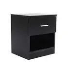 Bedside Table Side Storage Cabinet Nightstand Bedroom 1 Drawer 1 Shelf ELLA - BL