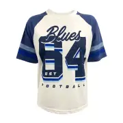 AFL Carlton Blues Script Raglan T-Shirt - LADIES - Sizes 10 - 18