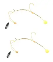 Set of 2 Slim Beige Headset Microphone Tan Headworn Mic for AKG Wireless WMS PT