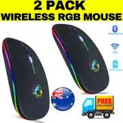 2 Pack Value Wireless Mouse RGB Bluetooth Computer Optical LED Laptop PC Mac