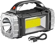 Solar Torch Lights - Flashlight - Waterproof USB Rechargeable Torch – Solar Powered Flashlights – Portable emergencyy Gear, Outdoor Tools for Mountaineering, Camping, Hiking, Fishing, Sports
