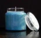 150hr Blue OPIUM Perfume Womens Natural Eco SOY Glass JAR CANDLE + SNUFFER LID