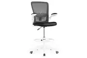 Giantex Ergonomic Drafting Chair Mesh Swivel Chair Home Office Chair w/Flip-Up Armrests & Adjustable Footrest