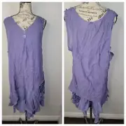 Pretty Angel Dress Womens XL Linen Layered Artsy Whimsycal Fairy Coastal Boho