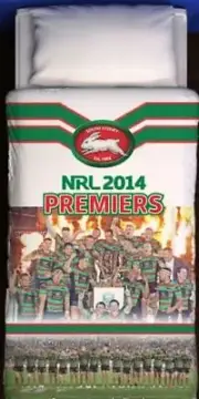 SOUTH SYDNEY RABBITOHS 2014 NRL PREMIERS TEAM IMAGE SINGLE DOONA COVER SET