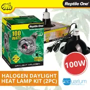 Reptile One Halogen Daylight Heat Lamp Kit w/ Ceramic Dome Reflector 100W (2pc)